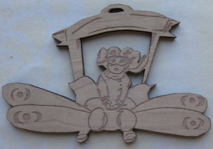 Dragonfly. Suzanne Skaar. Birch, lasercut. Work in progress: Steampunk Installation. 2014.