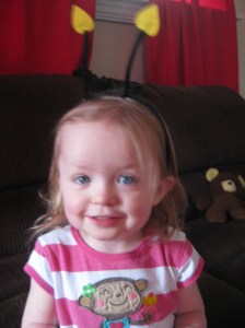 This is the only part of her bee costume she was willing to wear.