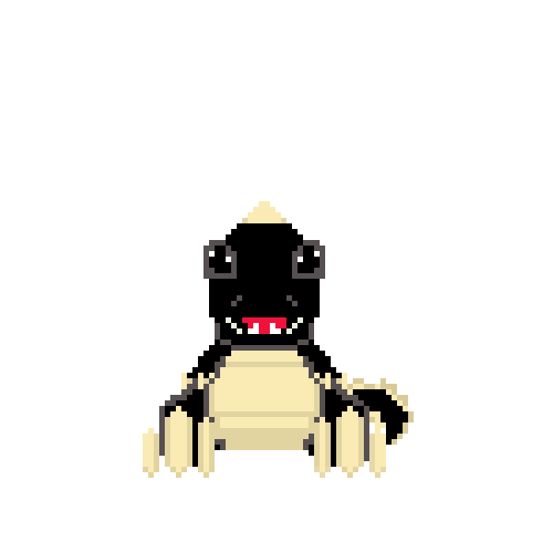 Animated gif of a dinosaur happily bouncing up and down side to side.