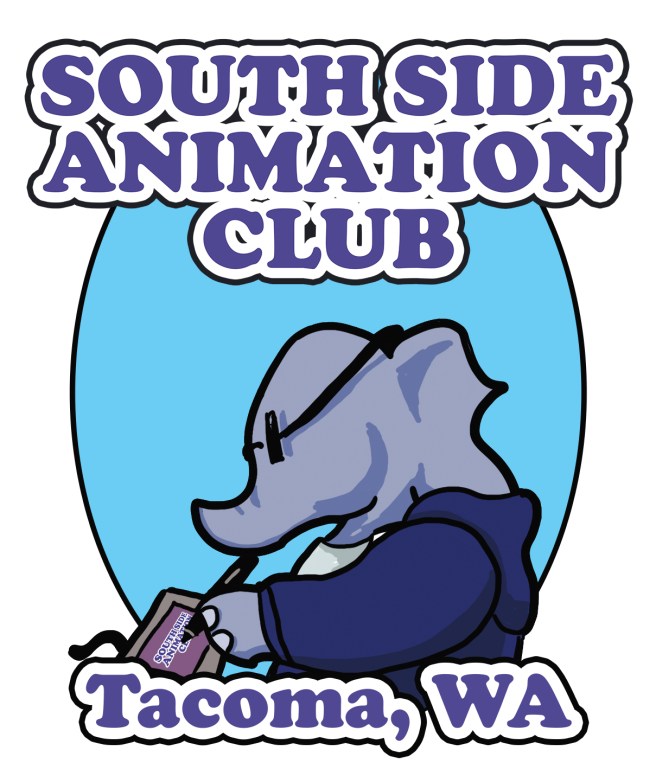 Original logo (2022) and illustration (2023) for the South Side Animation Club, Suzanne Skaar.